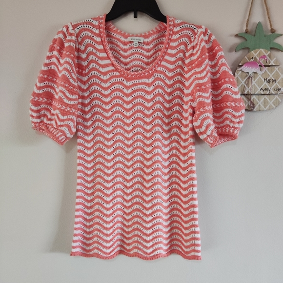 5/$25 Ella Moss Puffed Short Sleeve Sweater Top Size M - Picture 8 of 15